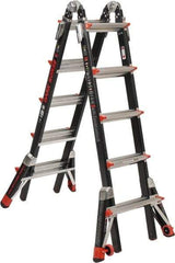 Made in USA - 4 Steps, 5-1/2' High, Type IA Rating, Fiberglass Multi-Use Ladder - 300 Lb Load Capacity, 29" Base Width - Apex Tool & Supply