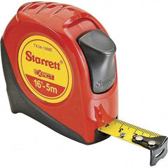 Starrett - 16' x 3/4" Yellow Blade Tape Measure - 1/16" & 1mm Graduation, S9 Graduation Style, Red Case - Apex Tool & Supply