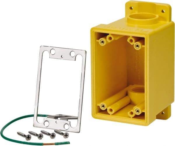 Leviton - 1 Gang, (2) 1" Knockouts, PVC Rectangle Outlet Box - 152.4mm Overall Height x 79.4mm Overall Width x 88.9mm Overall Depth - Apex Tool & Supply