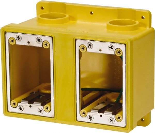 Leviton - 2 Gang, (4) 1" Knockouts, PVC Rectangle Outlet Box - 177.8mm Overall Height x 7" Overall Width x 3-1/2" Overall Depth - Apex Tool & Supply