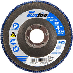 ‎4-1/2 × 7/8″ BlueFire Fiberglass HD Flat Flap Disc Type 27 P60 Grit R884P1 Zirconia Alumina - Apex Tool & Supply