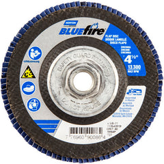 ‎4-1/2 × 5/8 - 11″ BlueFire Fiberglass HD Flat Flap Disc Type 27 P40 Grit R884P1 Zirconia Alumina - Apex Tool & Supply