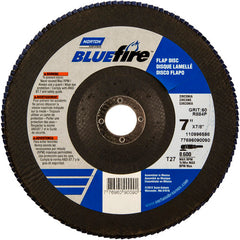 7 × 7/8″ BlueFire Fiberglass HD Flat Flap Disc Type 27 P60 Grit R884P1 Zirconia Alumina - Apex Tool & Supply