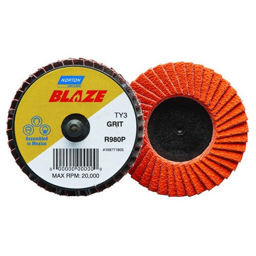 2″ Blaze Plastic Flat Mini Flap Disc TR (Type III) Type 27 36 Grit R980P Premium Ceramic Alumina - Apex Tool & Supply
