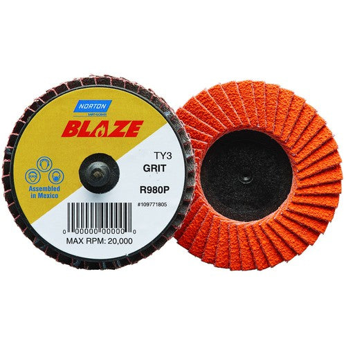 2″ Blaze Plastic Flat Mini Flap Disc TR (Type III) Type 27 60 Grit R980P Premium Ceramic Alumina - Apex Tool & Supply