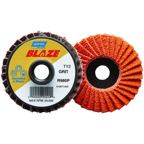 2″ Blaze Plastic Flat Mini Flap Disc TS (Type II) Type 27 60 Grit R980P Premium Ceramic Alumina - Apex Tool & Supply