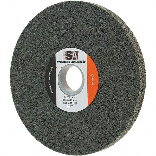 Standard Abrasives - 6" Diam, 1/2" Face Width, 1" Center Hole, Fine Grade, Silicon Carbide Deburring Wheel - Convolute, Density 8 Grade - Apex Tool & Supply