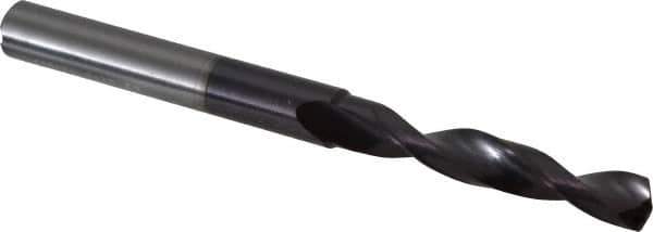 Accupro - 7mm 140° Solid Carbide Jobber Drill - AlTiN Finish, Right Hand Cut, Spiral Flute, Straight Shank, 96mm OAL, Standard Point - Apex Tool & Supply
