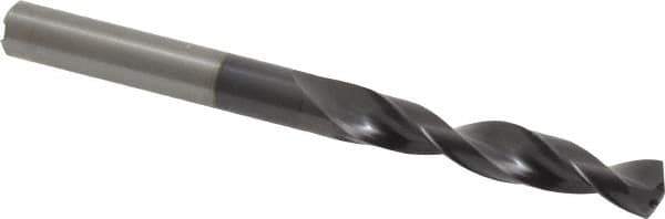 Accupro - 8mm 140° Solid Carbide Jobber Drill - AlTiN Finish, Right Hand Cut, Spiral Flute, Straight Shank, 96mm OAL, Standard Point - Apex Tool & Supply