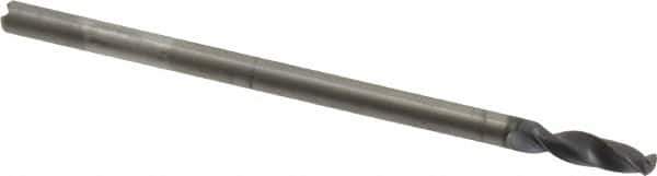 Accupro - 3mm 140° Spiral Flute Solid Carbide Screw Machine Drill Bit - AlTiN Finish, Right Hand Cut, 11.3mm Flute Length, 60mm OAL, Standard Point, Straight Shank, Through Coolant - Apex Tool & Supply