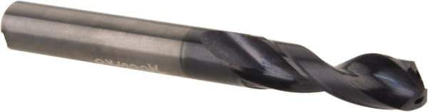 Accupro - 18mm 140° Spiral Flute Solid Carbide Screw Machine Drill Bit - AlTiN Finish, Right Hand Cut, 67.5mm Flute Length, 124mm OAL, Standard Point, Straight Shank, Through Coolant - Apex Tool & Supply