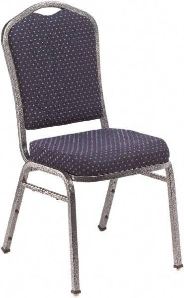 NPS - Fabric Navy Blue Stacking Chair - Silver Frame, 17" Wide x 23" Deep x 36" High - Apex Tool & Supply
