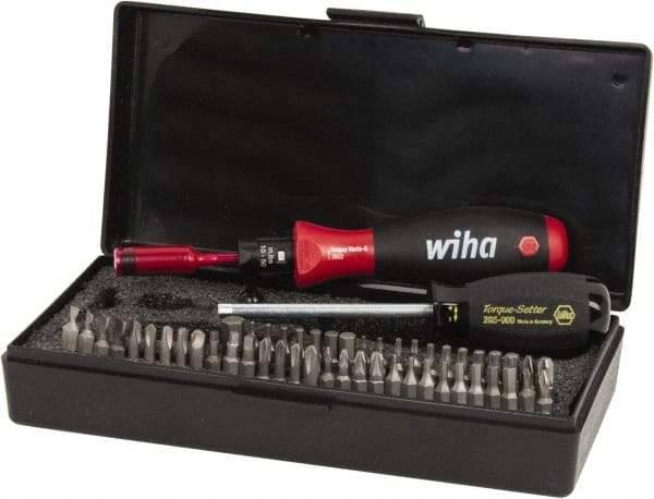 Wiha - 53 Piece, 1/4" Drive Screwdriver Wiha TorqueVario - S Bit Set - #0, 1, 2 & 3 Phillips, 1.5 to 8mm Hex, T6 to T25 Torx, #0, #1, #2 & #3 Pozidriv, #1, #2 & #3 Square Recess, 4.5, 5.5, 6.5 & 8mm Slotted, #1, #2, #3 & #4 Tri-Wing - Apex Tool & Supply