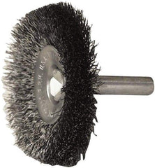 Weiler - 2" OD, 1/4" Shank Diam, Steel Wheel Brush - 1/2" Trim Length, 0.008" Filament Diam, 20,000 RPM - Apex Tool & Supply