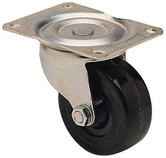 Albion - 3" Diam x 1-1/4" Wide x 3-13/16" OAH Top Plate Mount Swivel Caster - Hard Rubber, 270 Lb Capacity, Self-Lubricating Bearing, 3-1/8 x 4-1/8" Plate - Apex Tool & Supply