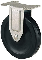 Albion - 5" Diam x 1-1/4" Wide x 6-1/8" OAH Top Plate Mount Rigid Caster - Soft Rubber, 200 Lb Capacity, Self-Lubricating Bearing, 2-1/2 x 3-5/8" Plate - Apex Tool & Supply