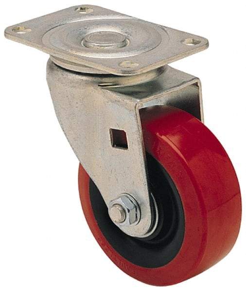 Albion - 4" Diam x 1-3/8" Wide x 5" OAH Top Plate Mount Swivel Caster - Polyolefin, 275 Lb Capacity, Plain Bearing, 2-1/2 x 3-5/8" Plate - Apex Tool & Supply