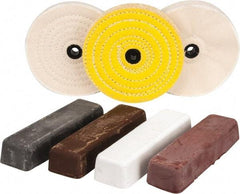 Made in USA - 6" Diam Concentric Sewn, Loose Sewn Buffing Wheel Set - 1/2, 5/8, 3/4 & 1" Arbor Hole - Apex Tool & Supply