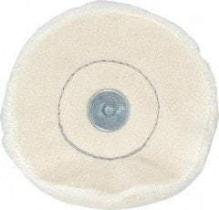 Made in USA - 4" Diam x 1/2" Thick, Loose Sewn Mounted Buffing Wheel - 40 Ply, 1/4" Shank Diam - Apex Tool & Supply