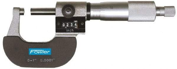 Fowler - 3 to 4" Range, 0.0001" Graduation, Mechanical Outside Micrometer - Ratchet Stop Thimble, Accurate to 0.00016", Digital Counter - Apex Tool & Supply