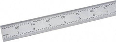 Fowler - 36" Long, 1/64, 1/32, 1/16, 1/8" Graduation, Rigid Steel Rule - 4R Graduation Style, Silver - Apex Tool & Supply
