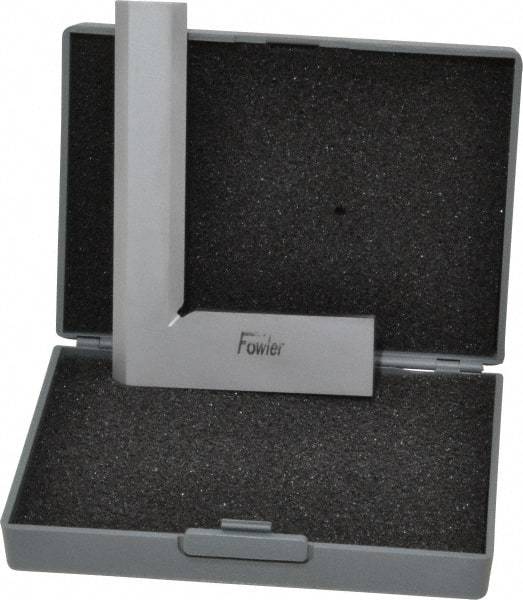 Fowler - 4" Blade Length, 3" Base Length Tool Steel Square - 0.0001" Accuracy, Beveled Edge - Apex Tool & Supply