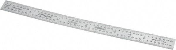 Fowler - 6" Long, 1/100, 1/64, 1/32, 1/10" Graduation, Flexible Steel Rule - 5R Graduation Style, Silver - Apex Tool & Supply