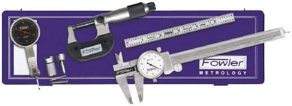 Fowler - 7 Piece, Machinist Caliper and Micrometer Tool Kit - Includes Indicator - Apex Tool & Supply