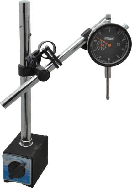 Fowler - 0.001" Graduation, 0-100 Dial Reading, Indicator & Base Kit - A Holder, 0.001 Inch Graduation, Includes Mag Base, Premium Indicator - Apex Tool & Supply