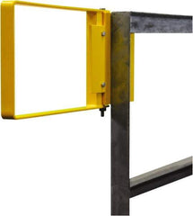 PRO-SAFE - Powder Coated Carbon Steel Self Closing Rail Safety Gate - Fits 28 to 30-1/2" Clear Opening, 1-1/2" Wide x 12" Door Height, Yellow - Apex Tool & Supply