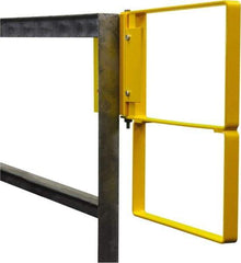 PRO-SAFE - Powder Coated Carbon Steel Self Closing Rail Safety Gate - Fits 28 to 30-1/2" Clear Opening, 1-1/2" Wide x 22" Door Height, Yellow - Apex Tool & Supply