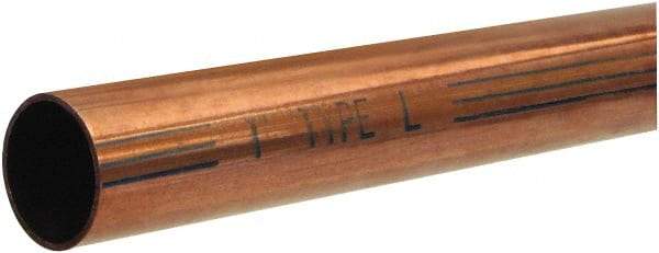 Mueller Industries - 2' Long, 5/8" OD x 1/2" ID, Grade C12200 Copper Water (L) Tube - 0.04" Wall Thickness, 0.285 Ft/Lb - Apex Tool & Supply