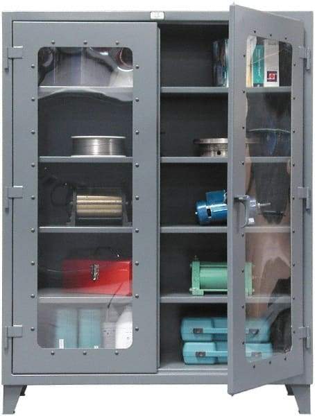 Strong Hold - 4 Shelf 6 Bin Visible Storage Cabinet - Steel, 60" Wide x 24" Deep x 72" High, Dark Gray - Apex Tool & Supply