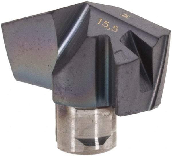 Iscar - Series ICM, 15.49mm Diam Grade IC907 140° Replaceable Drill Tip - Carbide, TiAlN/TiN Finish, 15 Seat Size - Apex Tool & Supply