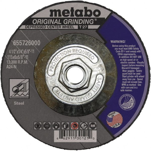 Metabo - Depressed-Center Wheels Wheel Diameter (Inch): 4 Wheel Thickness (Decimal Inch): 0.0400 - Apex Tool & Supply