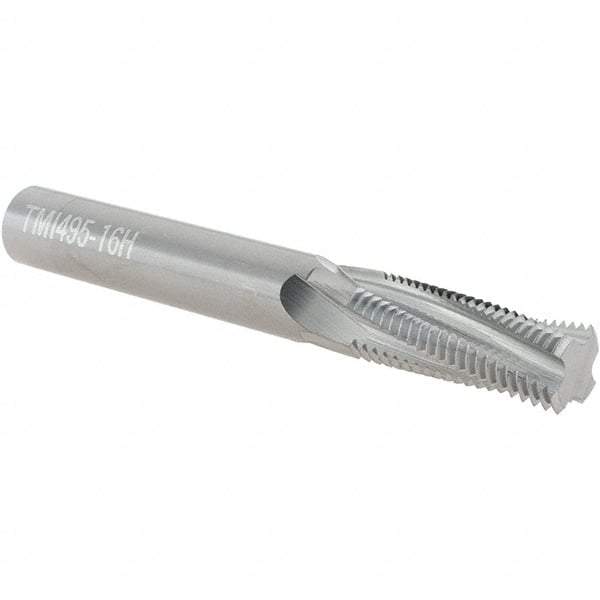 Scientific Cutting Tools - 3/4-16 UNF, 0.495" Cutting Diam, 4 Flute, Solid Carbide Helical Flute Thread Mill - Internal Thread, 1.338" LOC, 4" OAL, 1/2" Shank Diam - Apex Tool & Supply