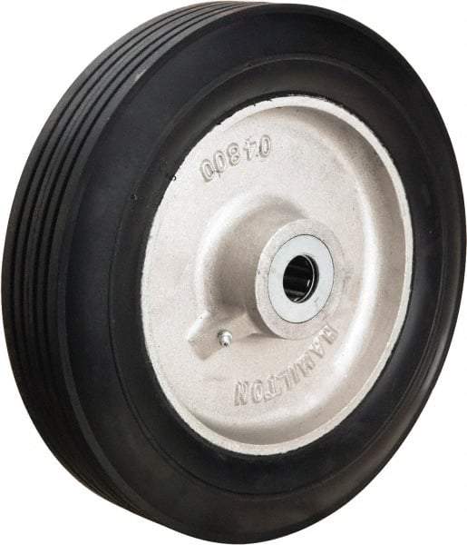 Hamilton - 12 Inch Diameter x 2-3/4 Inch Wide, Rubber on Aluminum Caster Wheel - 800 Lb. Capacity, 3-1/4 Inch Hub Length, 1-1/4 Inch Axle Diameter, Straight Roller Bearing - Apex Tool & Supply