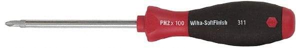 Wiha - #2, Round Shaft Phillips Screwdriver - 12" Blade Length, Ergonomic Handle - Apex Tool & Supply