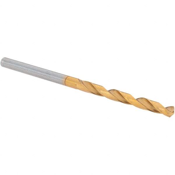 Guhring - 3.1mm 118° High Speed Steel Jobber Drill - TiN Finish, Right Hand Cut, Spiral Flute, Straight Shank, 65mm OAL, Standard Point - Apex Tool & Supply