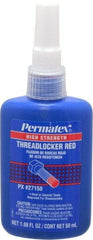 Permatex - 50 mL Bottle, Red, High Strength Liquid Threadlocker - Series 271, 24 hr Full Cure Time, Hand Tool, Heat Removal - Apex Tool & Supply