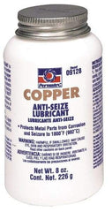 Permatex - 8 oz Bottle High Temperature Anti-Seize Lubricant - Copper, -30 to 1,800°F, Copper Colored, Water Resistant - Apex Tool & Supply