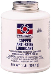 Permatex - 16 oz Bottle High Temperature Anti-Seize Lubricant - Copper, -30 to 1,800°F, Copper Colored, Water Resistant - Apex Tool & Supply