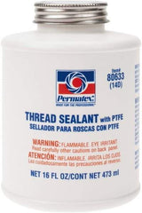 Permatex - 16 oz Brush Top Can White Thread Sealant - PTFE Based, 300°F Max Working Temp, For Use with Fittings - Apex Tool & Supply