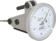 Fowler - 0.06 Inch Range, 0.0005 Inch Dial Graduation, Vertical Dial Test Indicator - 1-1/2 Inch White Dial, 0-15-0 Dial Reading - Apex Tool & Supply