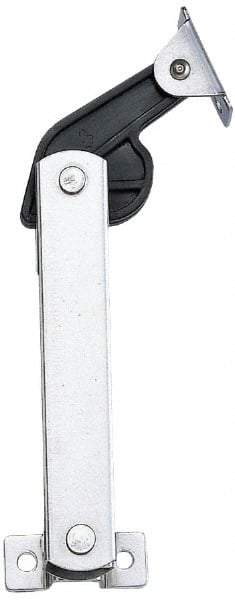 Sugatsune - 136mm OAL x 37mm Wide, 40 Lb Capacity, Spring Loaded Hard Down Lid Stay - Right Side, 4.7mm Mounting Hole Diam, 70° Max Opening, Polished 304 Stainless Steel & Polyacetal - Apex Tool & Supply