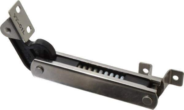 Sugatsune - 136mm OAL x 37mm Wide, 30 Lb Capacity, Spring Loaded Soft Down Lid Stay - Left Side, 4.7mm Mounting Hole Diam, 70° Max Opening, Polished 304 Stainless Steel & Polyacetal - Apex Tool & Supply