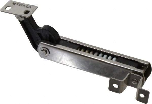 Sugatsune - 136mm OAL x 37mm Wide, 30 Lb Capacity, Spring Loaded Soft Down Lid Stay - Right Side, 4.7mm Mounting Hole Diam, 70° Max Opening, Polished 304 Stainless Steel & Polyacetal - Apex Tool & Supply