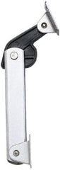 Sugatsune - 136mm OAL x 37mm Wide, 40 Lb Capacity, Spring Loaded Hard Down Lid Stay - Back Panel, 4.7mm Mounting Hole Diam, 70° Max Opening, Polished 304 Stainless Steel & Polyacetal - Apex Tool & Supply