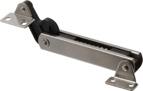 Sugatsune - 136mm OAL x 37mm Wide, 30 Lb Capacity, Spring Loaded Soft Down Lid Stay - Back Panel, 4.7mm Mounting Hole Diam, 70° Max Opening, Polished 304 Stainless Steel & Polyacetal - Apex Tool & Supply