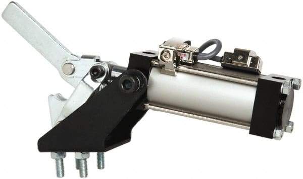 Gibraltar - 500 Lb Inner Hold Capacity, Vert Mount, Air Power Hold-Down Toggle Clamp - 1/8 NPT Port, 92° Bar Opening, 1.38" Height Under Bar - Apex Tool & Supply
